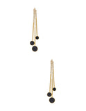 Aretes Chapa Largo Cristal con Perla Madre Negro Dorado