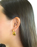 Arete Acero Inoxidable Ovalo Colgante Dorado