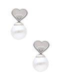 Arete NUVI Corazon con Perla Plateado