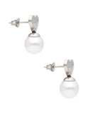 Arete NUVI Corazon con Perla Plateado