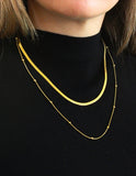 Collar Doble Cadena Plana y Bolitas
