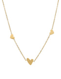 Gargantilla Corta Acero Inoxidable 3 Corazones Dorado