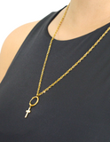 Collar Religioso 3 Dijes Cruz, Virgen, San Benito