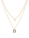 Collar Cadena doble Cubito con piedra y Cristalito