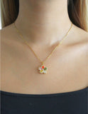 Collar Flor Cristales Multicolor