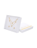 Collar y Aretes Doble Cadena Cubos Perla madre