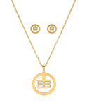 Collar y Aretes Aros Dorados