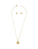 Collar y Aretes NUVI Medallon Trebol Cristal