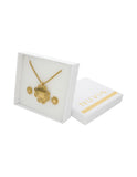 Collar y Aretes NUVI Medallon Trebol Cristal