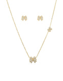 Collar y Aretes NUVI Moño Doble Esmalte Beige