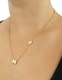 Collar y Aretes NUVI Moño Doble Esmalte Beige