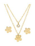 Collar y Aretes NUVI 2 cadenas Flor y Cristal