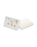 Collar y Aretes NUVI 2 cadenas Flor y Cristal