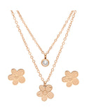 Collar y Aretes NUVI 2 cadenas Flor y Cristal