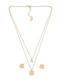 Collar y Aretes NUVI 2 cadenas Flor y Cristal