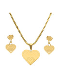 Collar y Aretes NUVI Corazón Grande Metálico