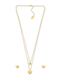 Collar y Aretes NUVI 2 cadenas Corazon y Cristal