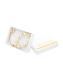Pulsera Chapa Perlitas Sinteticas y Bolitas Doradas