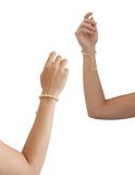 Pulsera Chapa Perlitas Sinteticas y Bolitas Doradas
