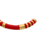 Brazalete Ceramica Roja Detalles Dorado