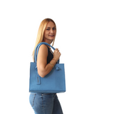 Bolso Dua Mila Colección Valentina Piel Tote Alta Azul