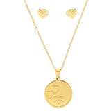 Collar y Aretes NUVI Redondo 3 Corazones Dorado