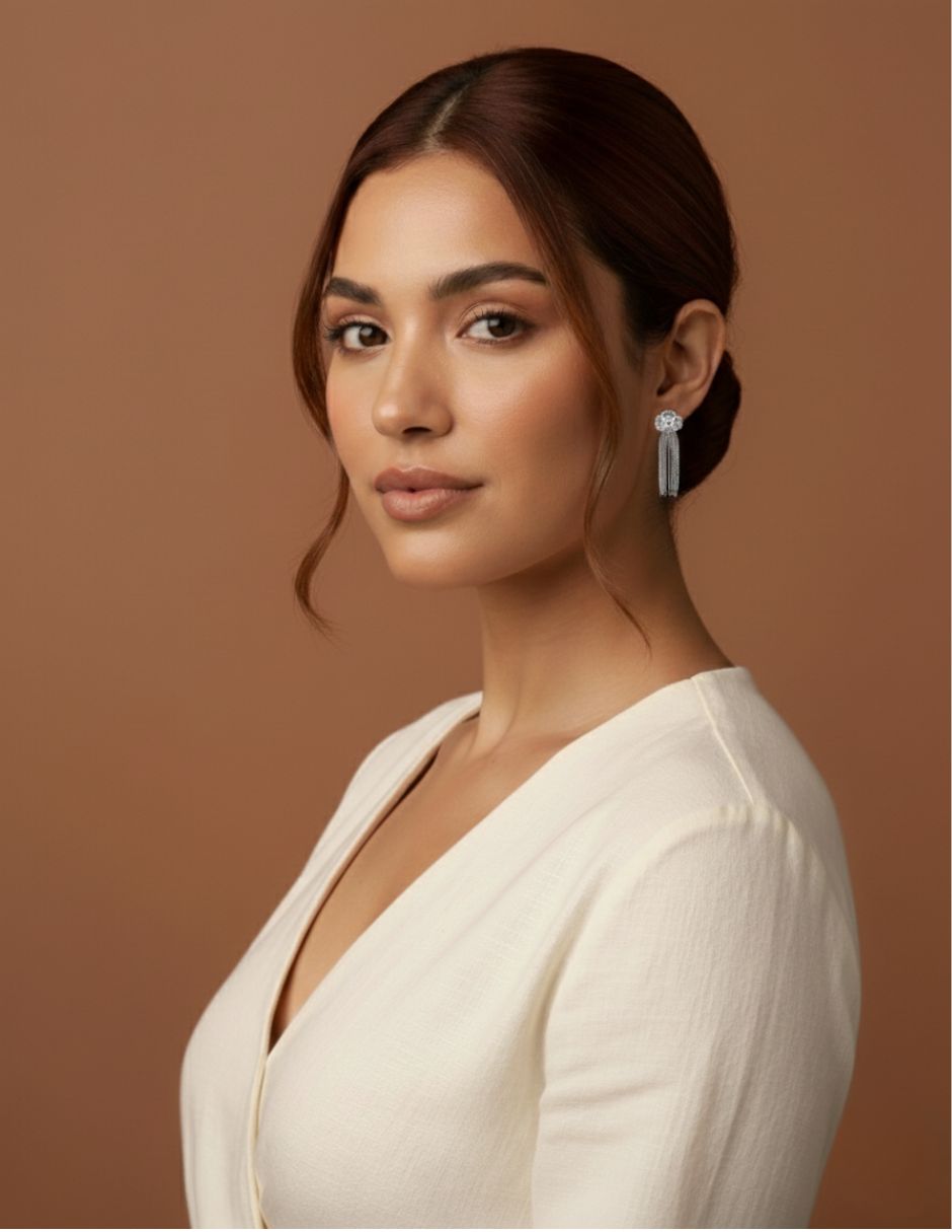 Aretes Colgante Trebol Plateado