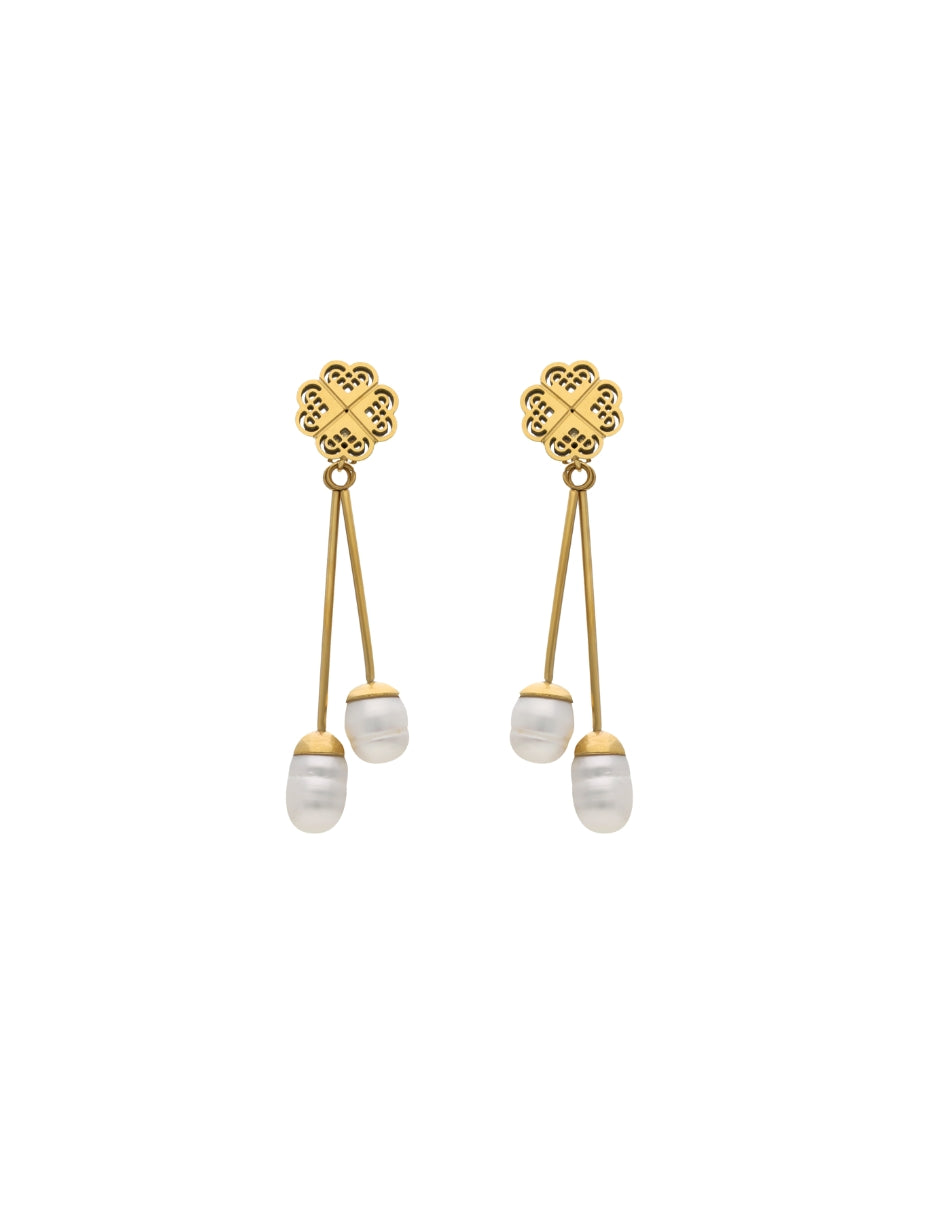 Arete Colgante 2 Perlas