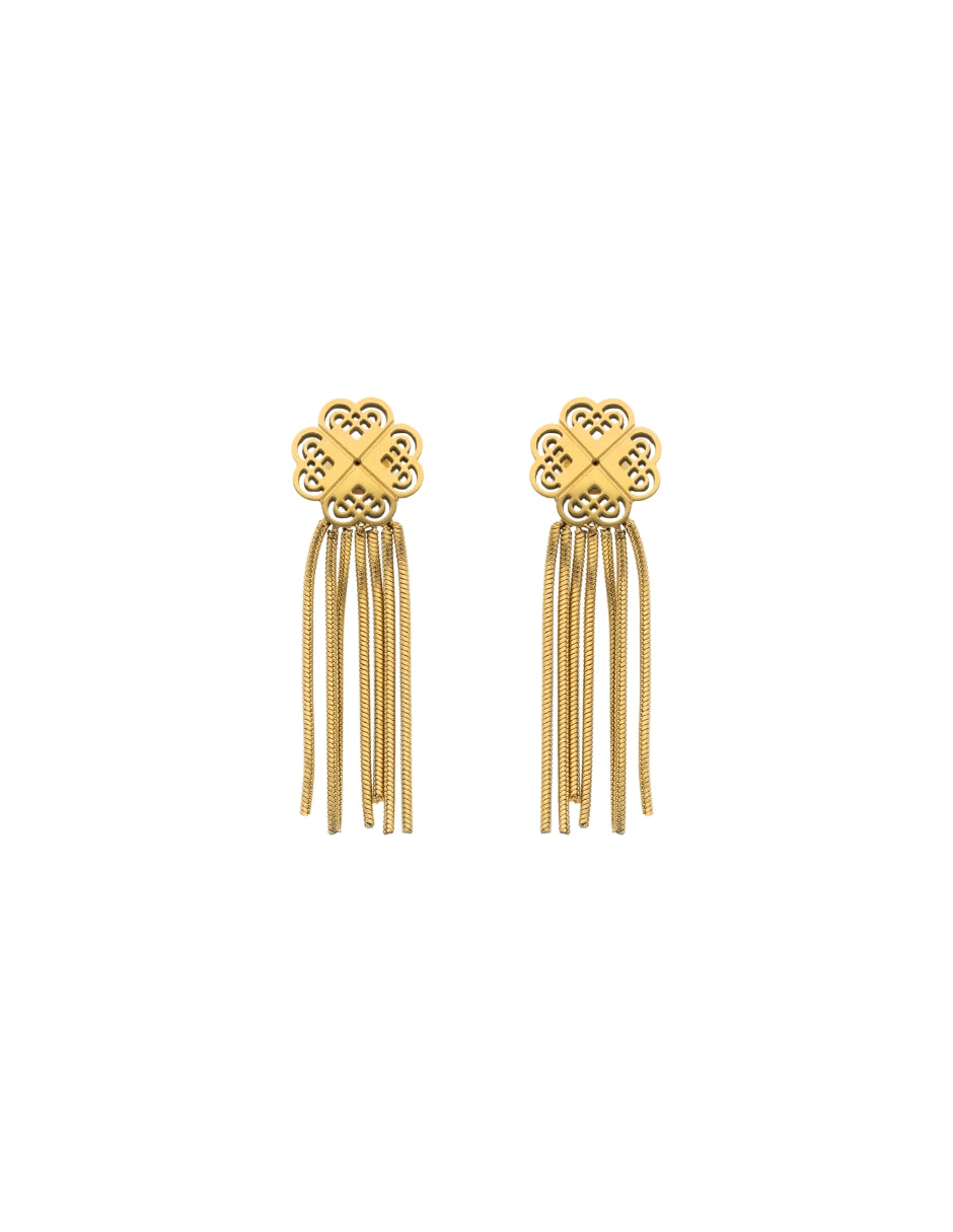 Aretes Colgante Trebol Dorado