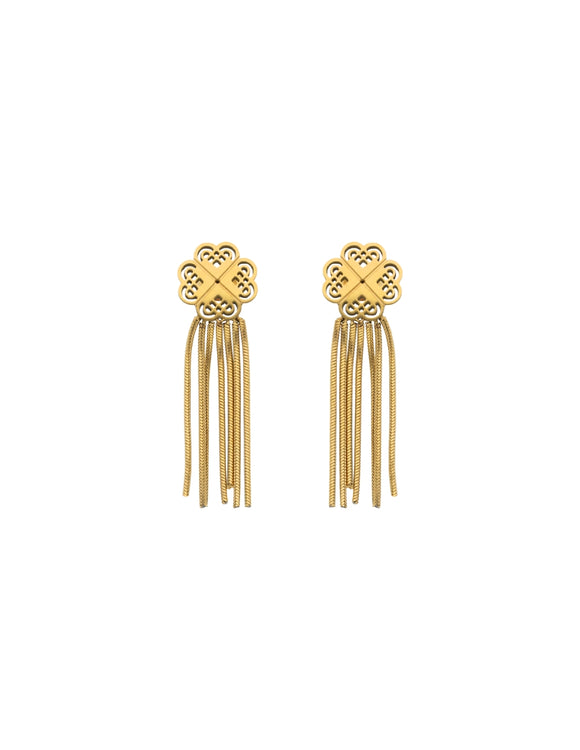 Aretes Colgante Trebol Dorado