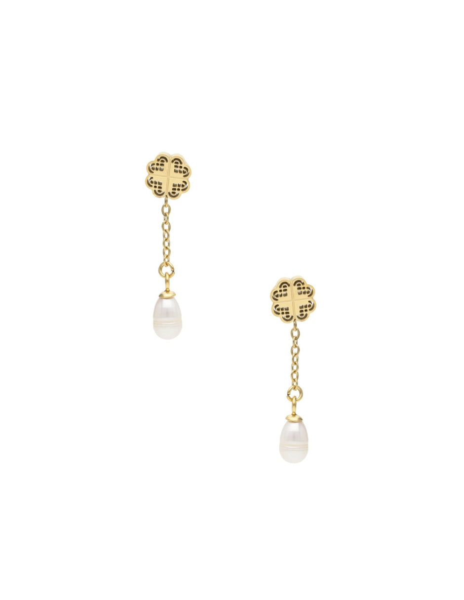 Arete trébol NUVI Cadena con Perla