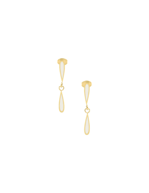 Aretes Colgante Oval Esmalte Beige