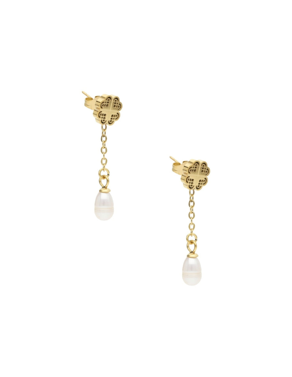 Arete trébol NUVI Cadena con Perla