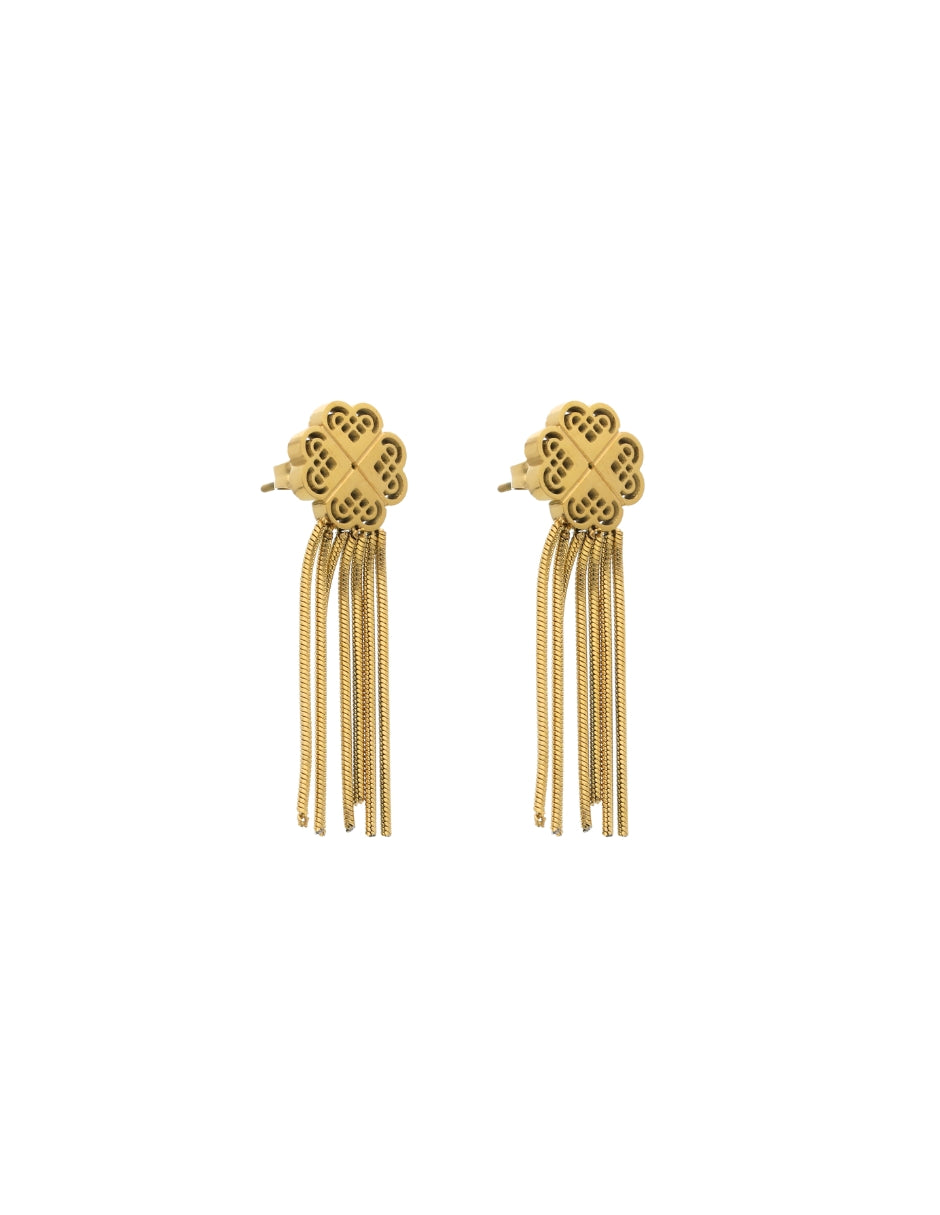 Aretes Colgante Trebol Dorado