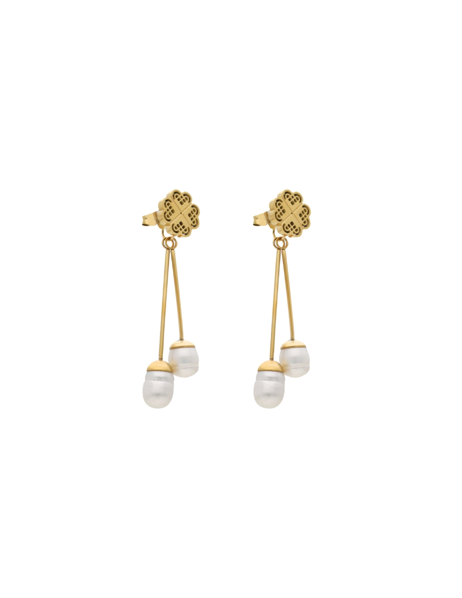 Arete Colgante 2 Perlas