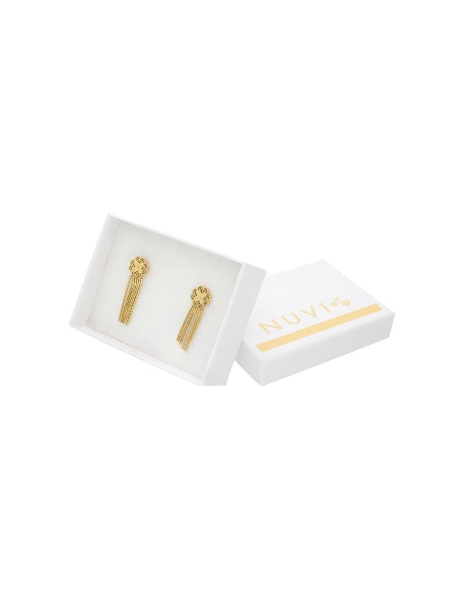 Aretes Colgante Trebol Dorado