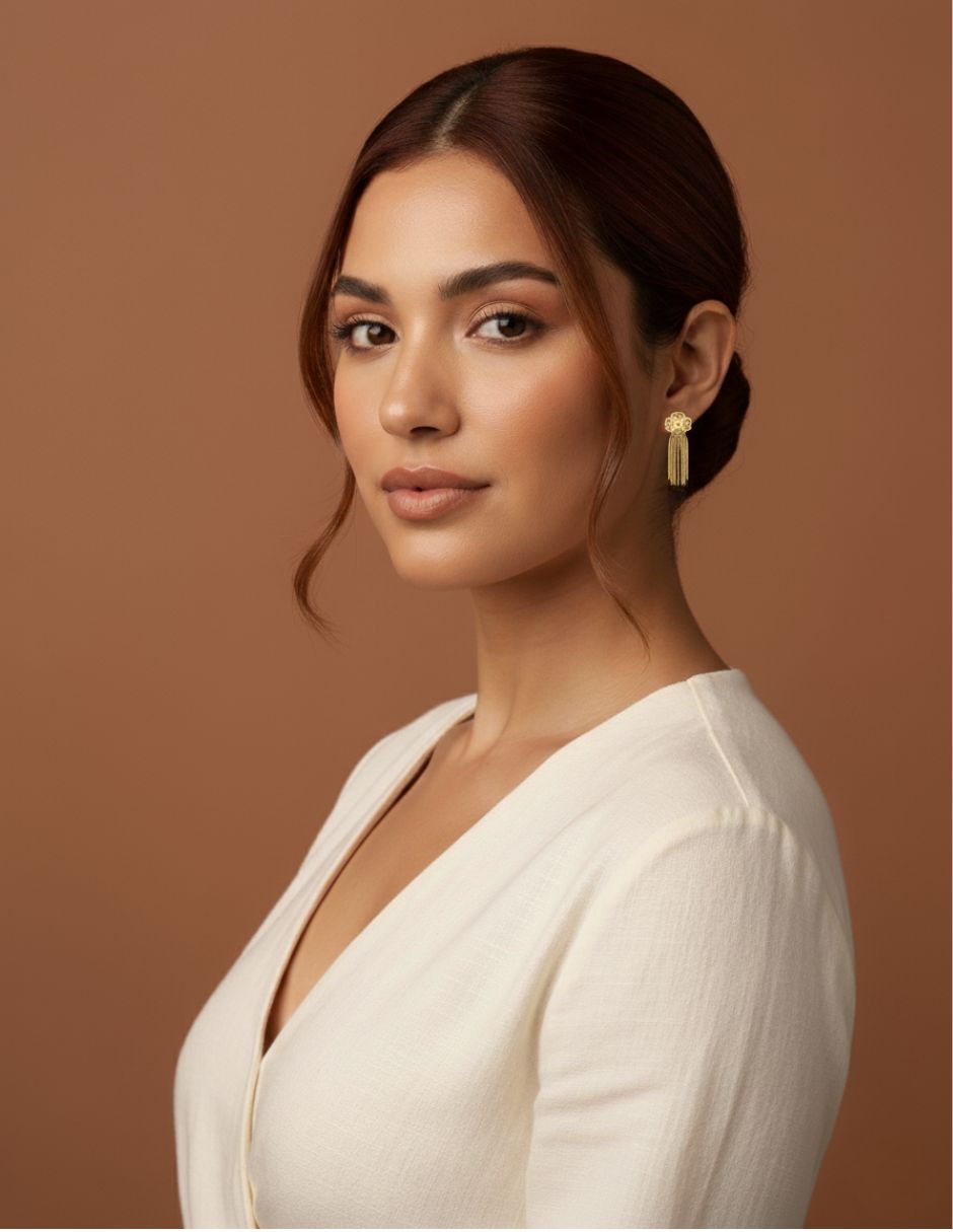 Aretes Colgante Trebol Dorado