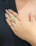 Anillo Oval Con Lineas Redondos  Bicolor Ajustable