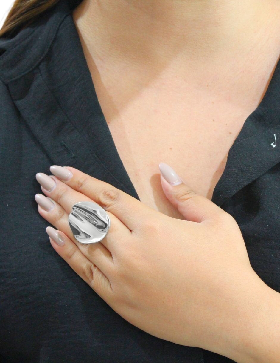 Anillo Ajustable Redondo espejo ondulado