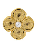 Anillo Ajustable Flor Con Perla
