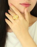 Anillo Ajustable Flor Con Perla