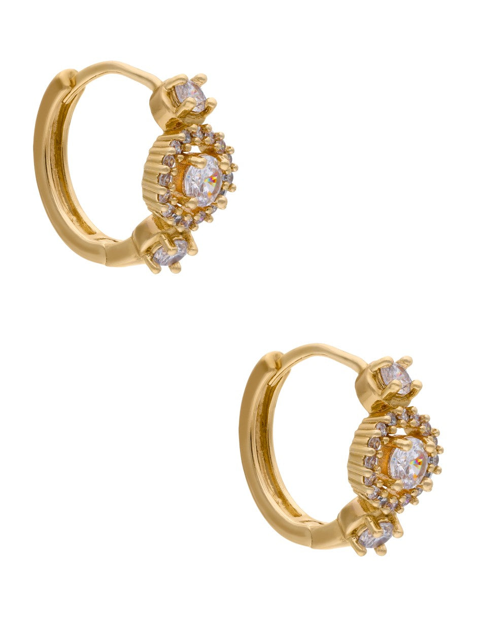 Arracada Chica Chapa Cristales Dorado