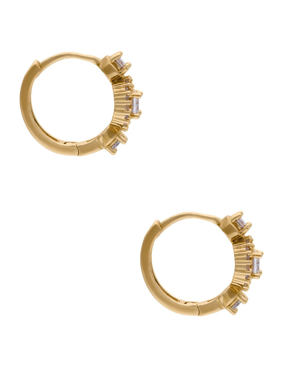 Arracada Chica Chapa Cristales Dorado