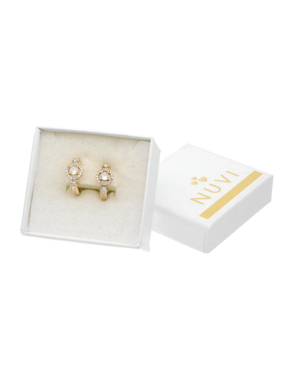 Arracada Chica Chapa Cristales Dorado