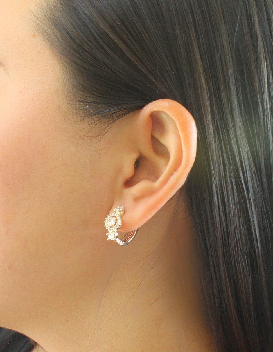 Arracada Chica Chapa Cristales Dorado