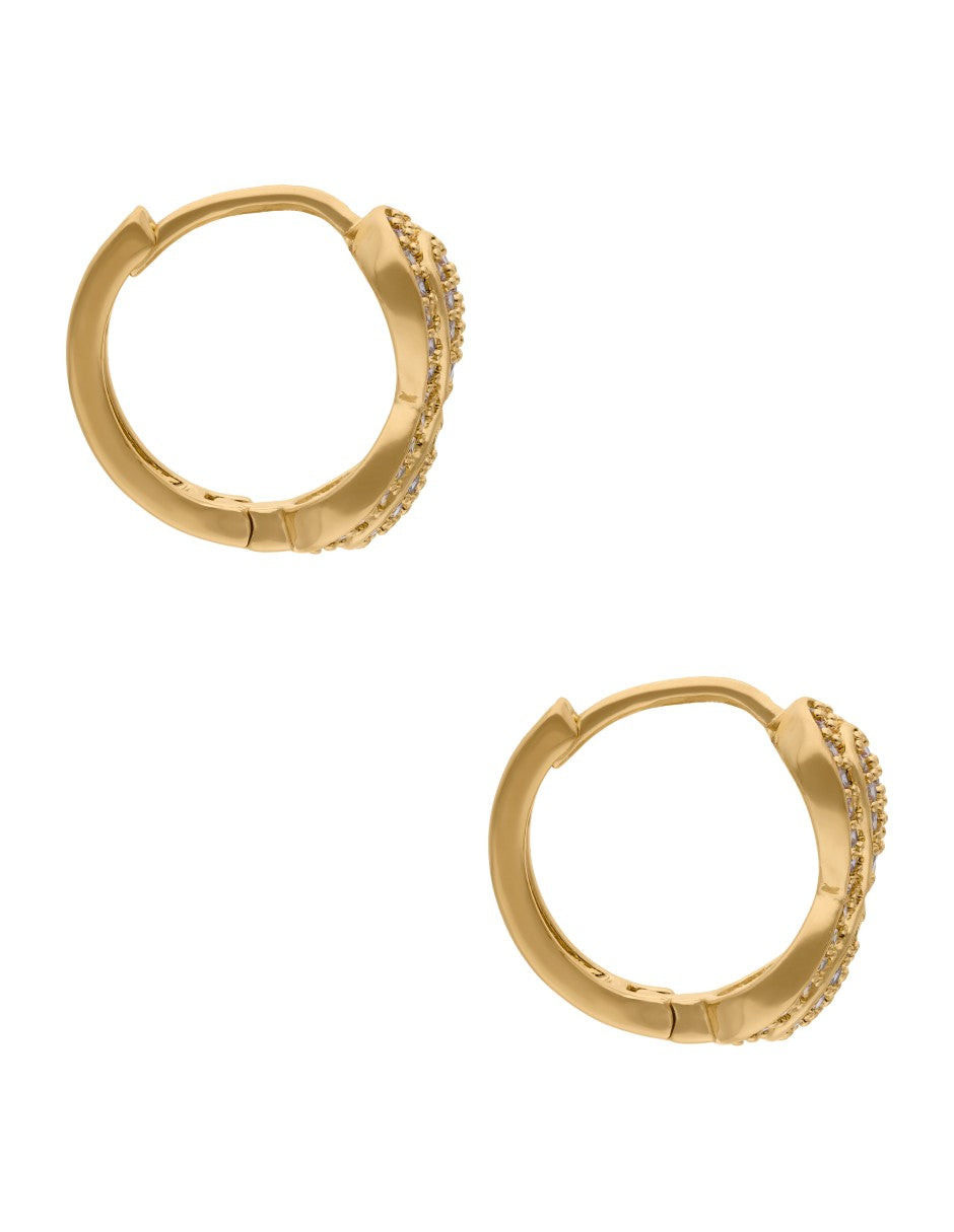 Arracada Circulos Chapa Cristales Dorado