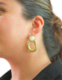 Aretes Grandes Ovalo con Circulo Plateado