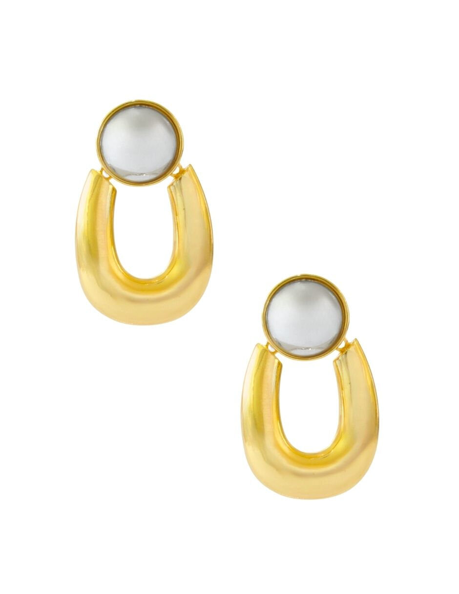 Aretes Grandes Ovalo con Circulo Plateado