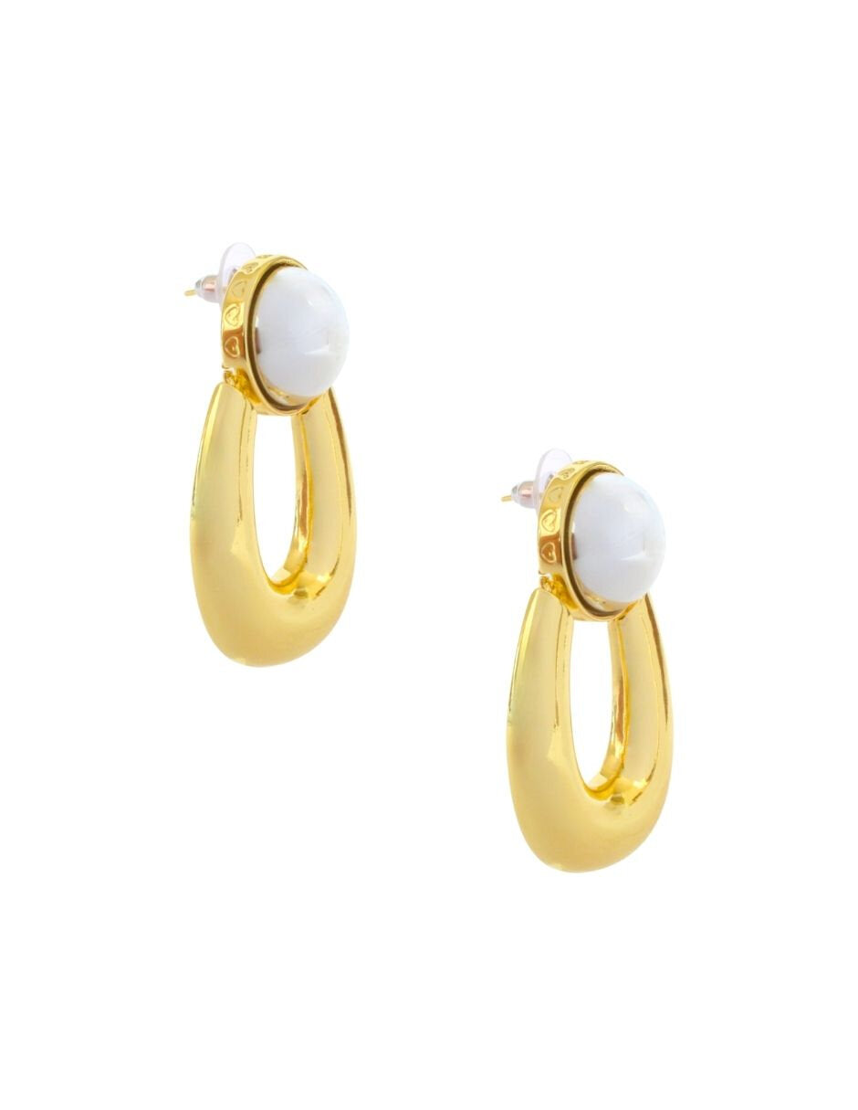 Aretes Grandes Ovalo con Circulo Plateado