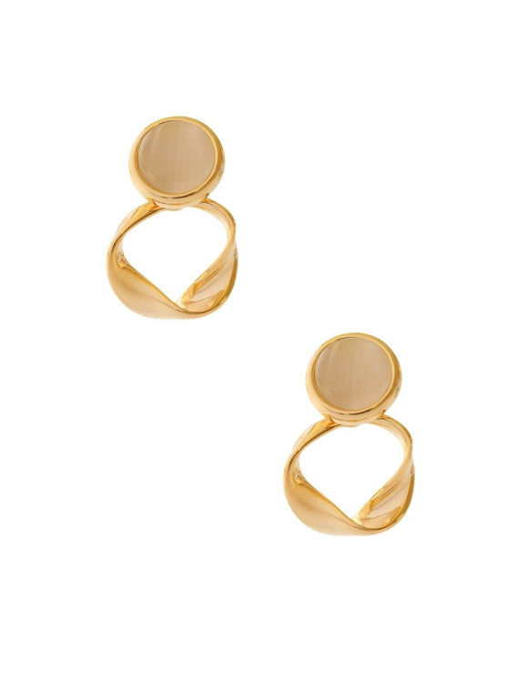 Aretes Redondo Piedra Beige y Redondo sin Corntorno